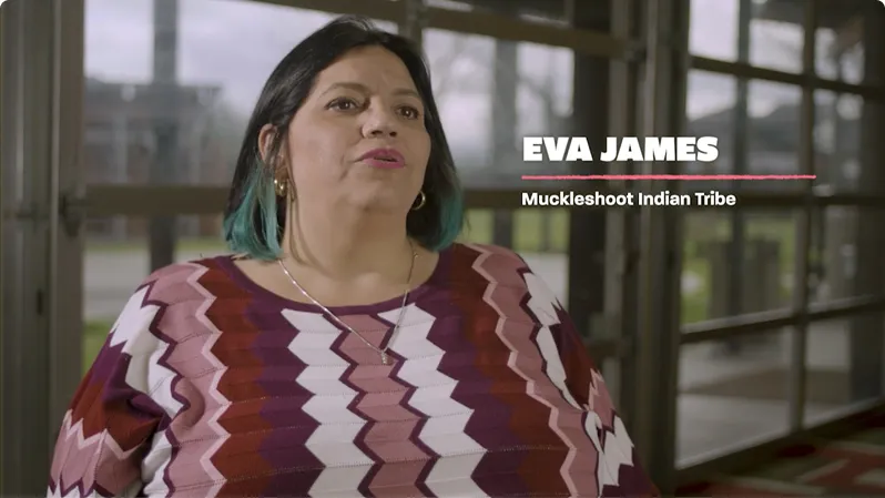 Large image block featuring Eva James, Muckleshoot Indian Tribe 