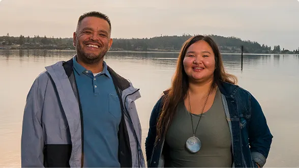 Photo of two people, captioned — Robert, a member of the Tulalip Tribes